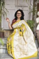 Digital Print Pure Tussar Saree with Embroidery Work