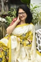 Digital Print Pure Tussar Saree with Embroidery Work
