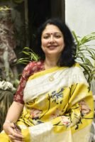 Digital Print Pure Tussar Saree with Embroidery Work