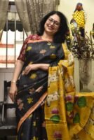 Hand-Painted Kalamkari with Batik Momchitra Pure Tussar Silk Saree
