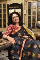 Hand-Painted Kalamkari with Batik Momchitra Pure Tussar Silk Saree