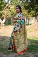 Exquisite Hand-Painted Pen Kalamkari Pure Desi Gachi Tussar Saree in Vibrant Vegetable Colors
