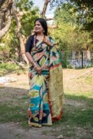 Exquisite Hand-Painted Pen Kalamkari Pure Desi Gachi Tussar Saree in Vibrant Vegetable Colors
