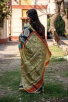 Exquisite Hand-Painted Pen Kalamkari Pure Desi Gachi Tussar Saree in Vibrant Vegetable Colors