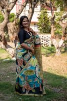 Exquisite Hand-Painted Pen Kalamkari Pure Desi Gachi Tussar Saree in Vibrant Vegetable Colors