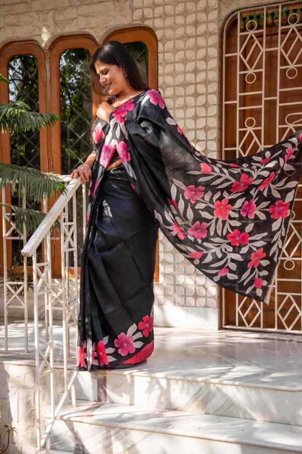 Hand-Painted Handloom Pure Silk Saree