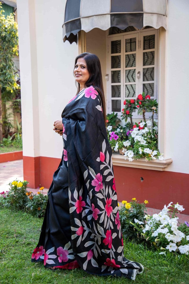 Hand-Painted Handloom Pure Silk Saree - Image 8