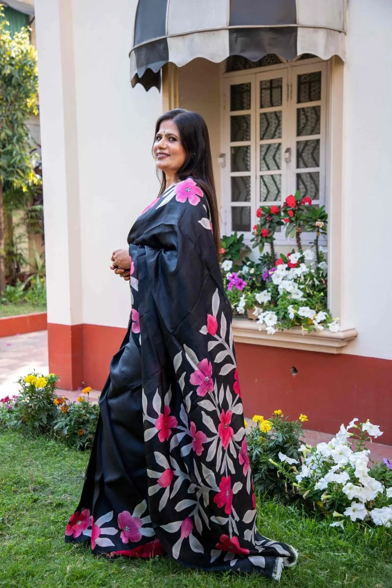 Hand-Painted Handloom Pure Silk Saree - Image 8