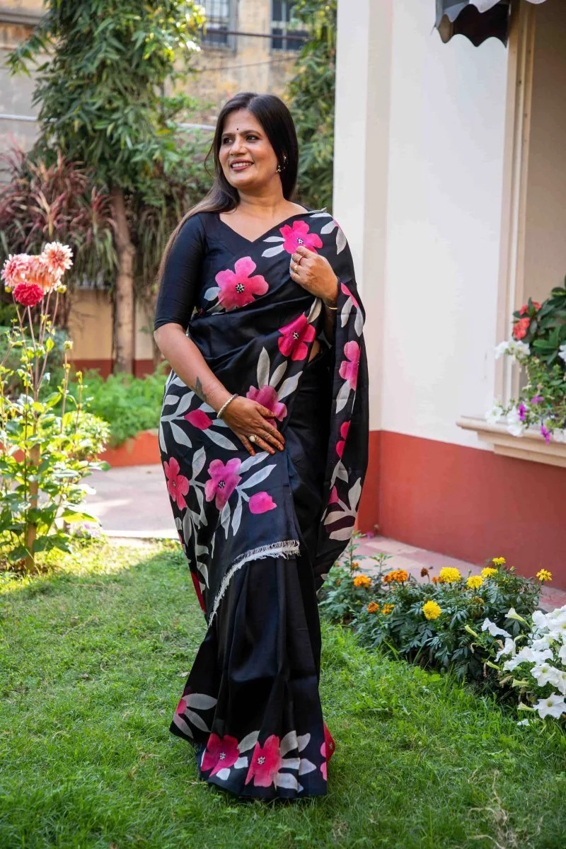 Hand-Painted Handloom Pure Silk Saree