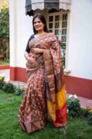 Hand-Azrak Block Printed Tussar Silk Saree