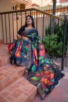 Hand-Painted Pure Handloom Tussar Silk Saree