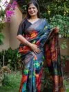 Hand-Painted Pure Handloom Tussar Silk Saree