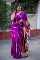 Pure Handloom Bishnupuri Katan Silk Saree with Hand-Srivori and Pitchwai Hand-Painted Pen Kalamkari