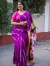 Pure Handloom Bishnupuri Katan Silk Saree with Hand-Srivori and Pitchwai Hand-Painted Pen Kalamkari