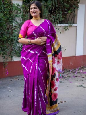Pure Handloom Bishnupuri Katan Silk Saree with Hand-Srivori and Pitchwai Hand-Painted Pen Kalamkari