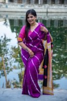 Pure Handloom Bishnupuri Katan Silk Saree with Hand-Srivori and Pitchwai Hand-Painted Pen Kalamkari