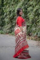 Pure Handloom Bishnupuri Silk Saree with Block Print
