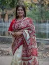 Pure Handloom Bishnupuri Silk Saree with Block Print