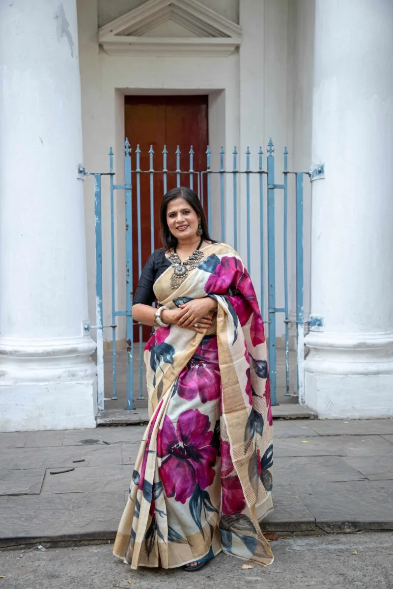 Hand-Painted Tussar Silk Saree - Image 6