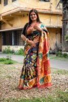 Pure Tussar Silk Saree with Hand-Painted Pen Kalamkari