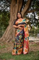 Pure Tussar Silk Saree with Hand-Painted Pen Kalamkari