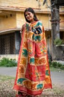 Pure Tussar Silk Saree with Hand-Painted Pen Kalamkari