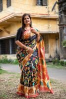 Pure Tussar Silk Saree with Hand-Painted Pen Kalamkari