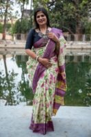 Handloom Tussar Silk Saree with Hand-Painted Pen Kalamkari Design