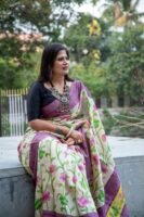 Handloom Tussar Silk Saree with Hand-Painted Pen Kalamkari Design
