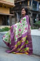 Handloom Tussar Silk Saree with Hand-Painted Pen Kalamkari Design