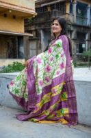 Handloom Tussar Silk Saree with Hand-Painted Pen Kalamkari Design