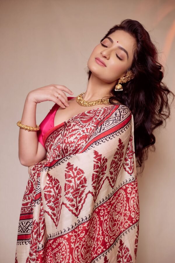 Pure Handloom Bishnupuri Silk Saree with Block Print