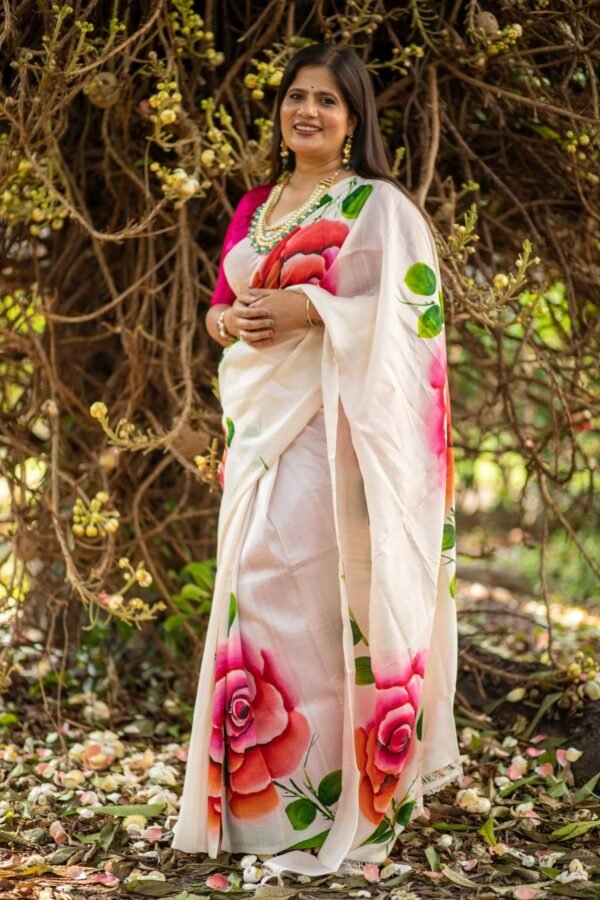Hand-Painted Pure Silk Saree