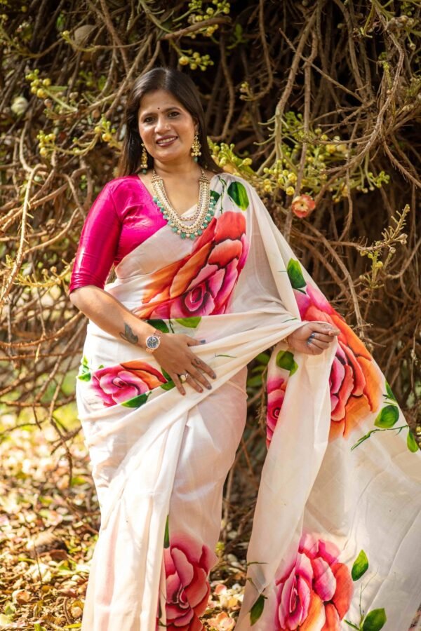 Hand-Painted Pure Silk Saree