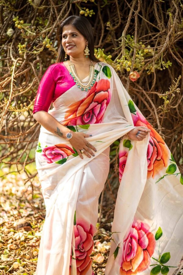 Hand-Painted Pure Silk Saree