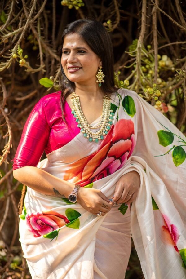Hand-Painted Pure Silk Saree