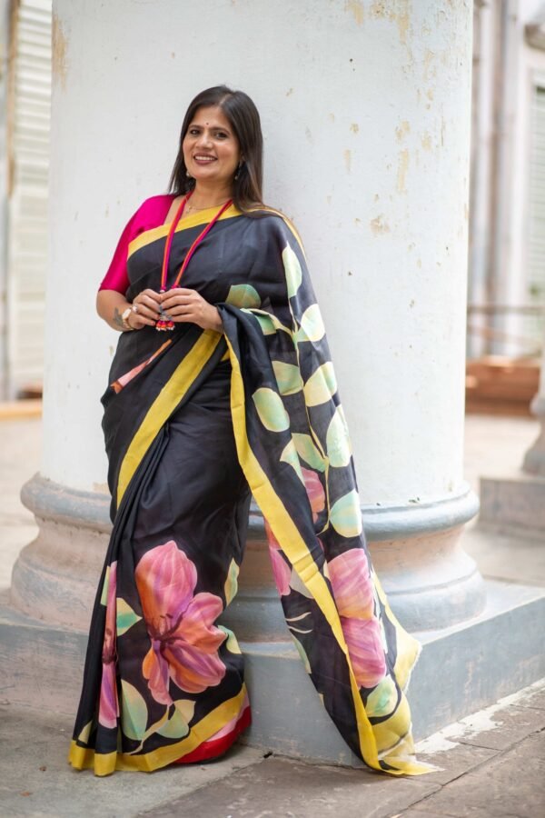 Hand-Painted Pure Silk Saree Traditional Ethnic