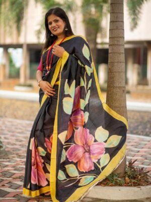 Hand-Painted Pure Silk Saree Traditional Ethnic