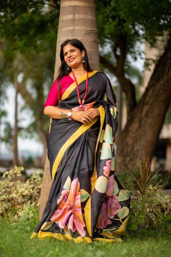Hand-Painted Pure Silk Saree Traditional Ethnic