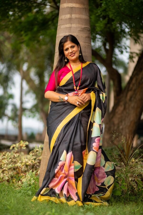 Hand-Painted Pure Silk Saree Traditional Ethnic