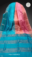 Pekham Series Hand Block Print Polka Dot Tussar Silk Saree