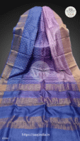 Pekham Series Hand Block Print Polka Dot Tussar Silk Saree
