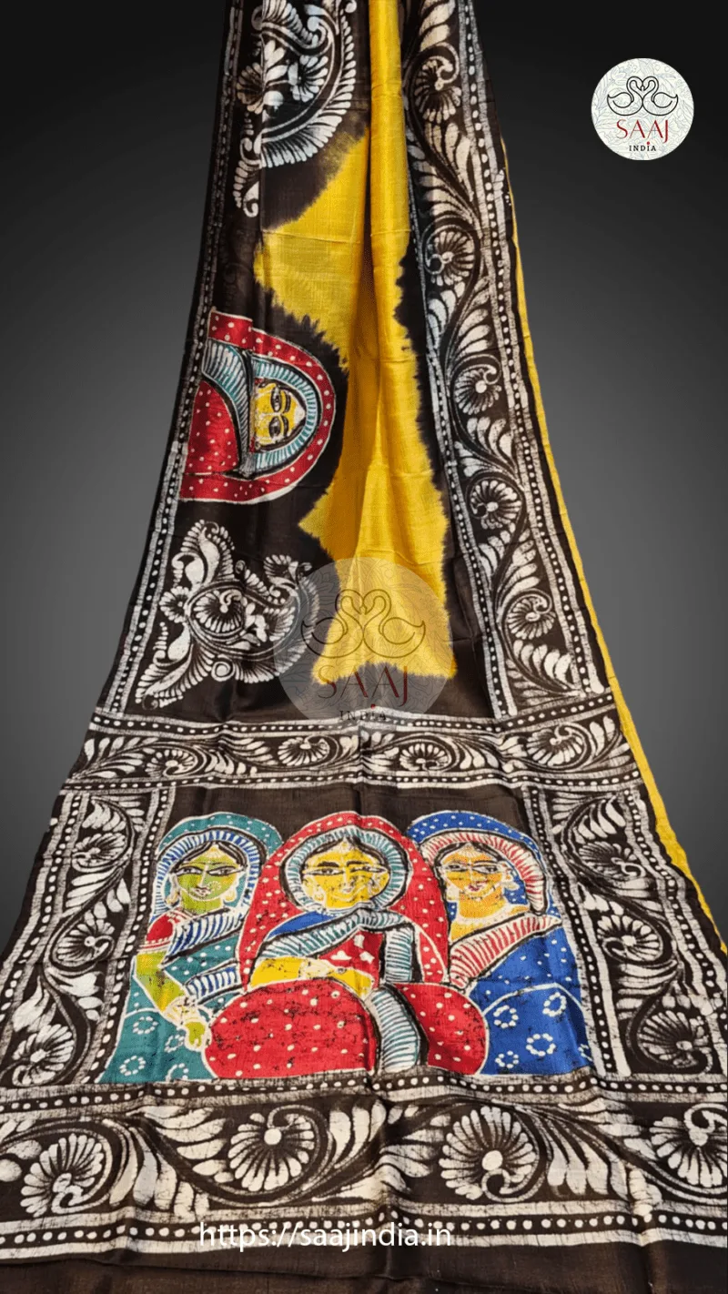 Premium Hand Painted Batik Silk Saree