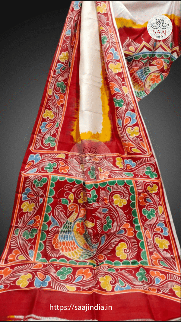 Festive Collection of Hand-Painted Batik Silk Saree