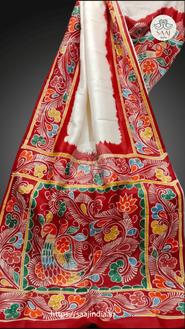 Festive Collection of Hand-Painted Batik Silk Saree