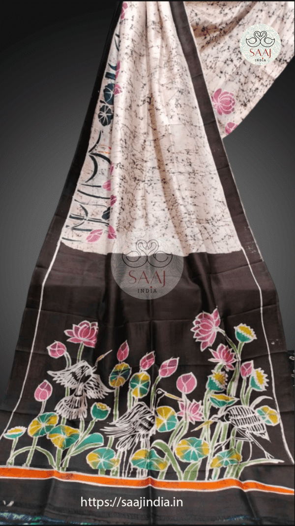 Festive Collection of Hand-Painted Batik Silk Saree