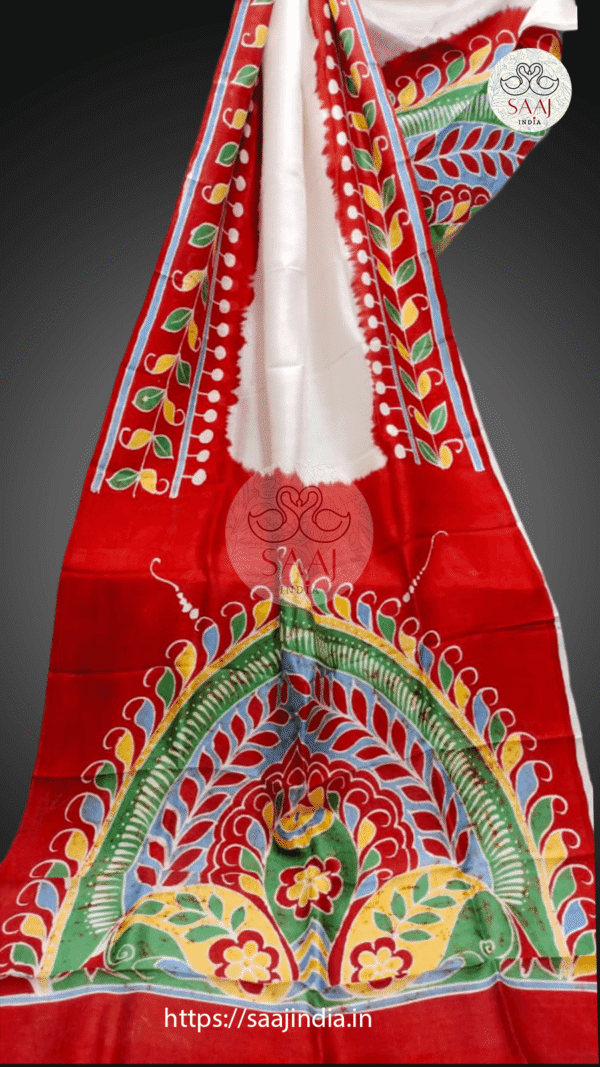 Festive Collection of Hand-Painted Batik Silk Saree