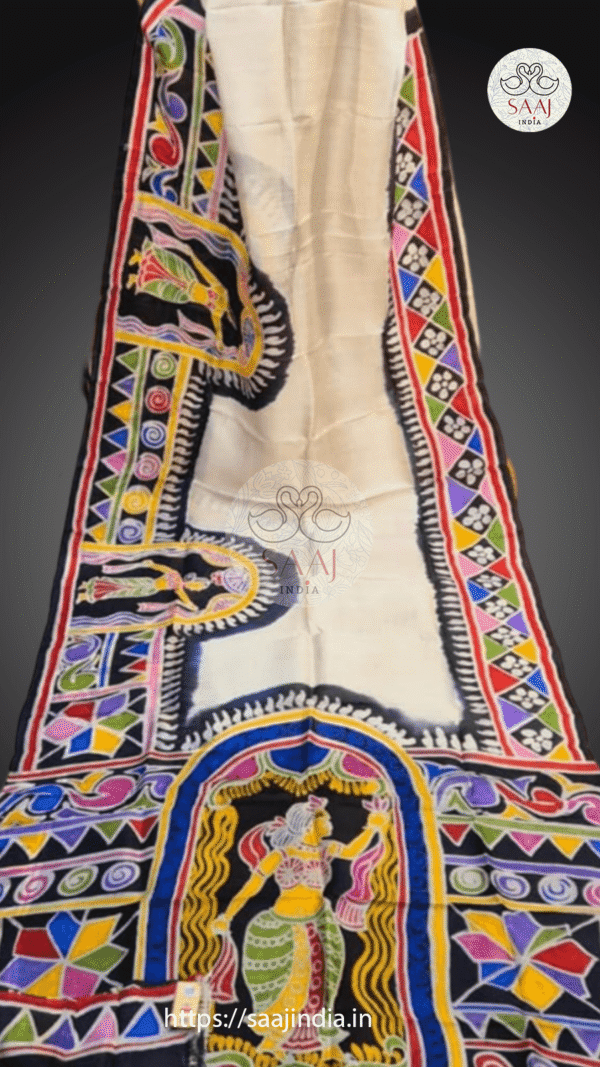 Festive Hand-Painted Batik Silk Saree
