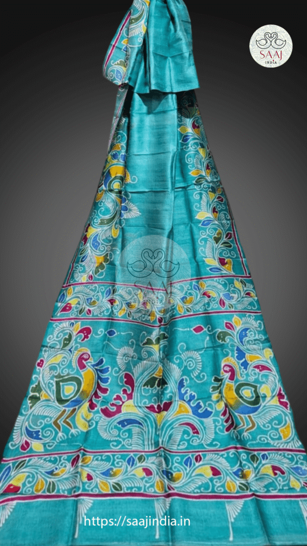 Festive Hand-Painted Batik Silk Saree