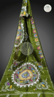 Festive Hand-Painted Batik Silk Saree